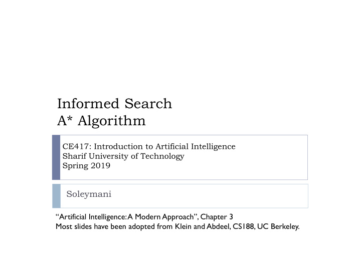 informed search a algorithm