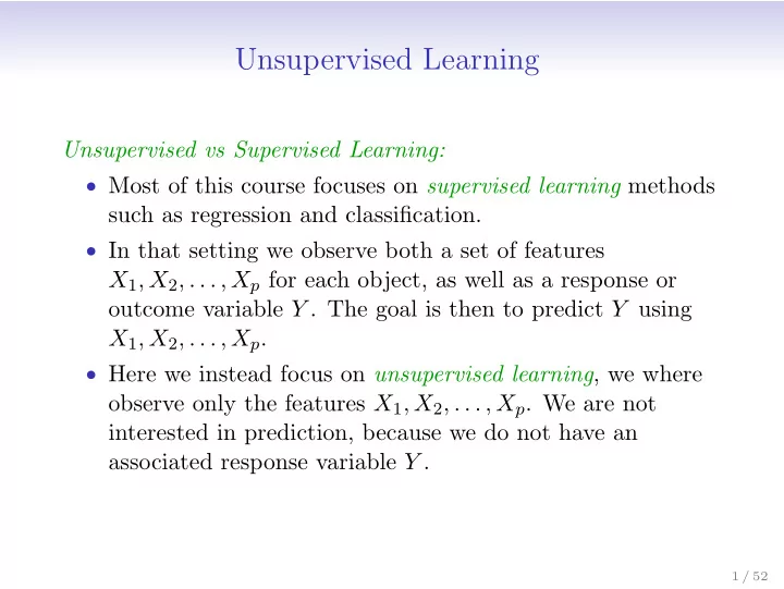 unsupervised learning