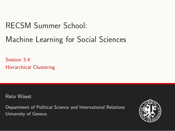 recsm summer school machine learning for social sciences