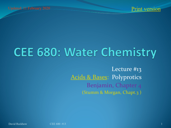 lecture 13 acids bases polyprotics benjamin chapter 4