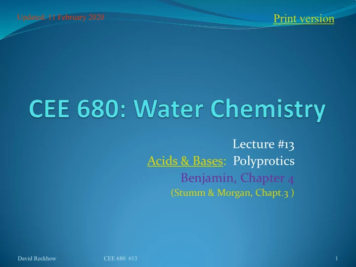 lecture 13 acids bases polyprotics benjamin chapter 4