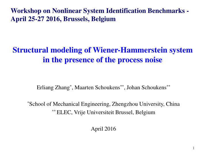 structural modeling of wiener hammerstein system in the