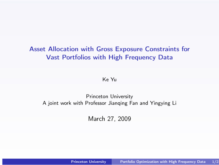 asset allocation with gross exposure constraints for vast