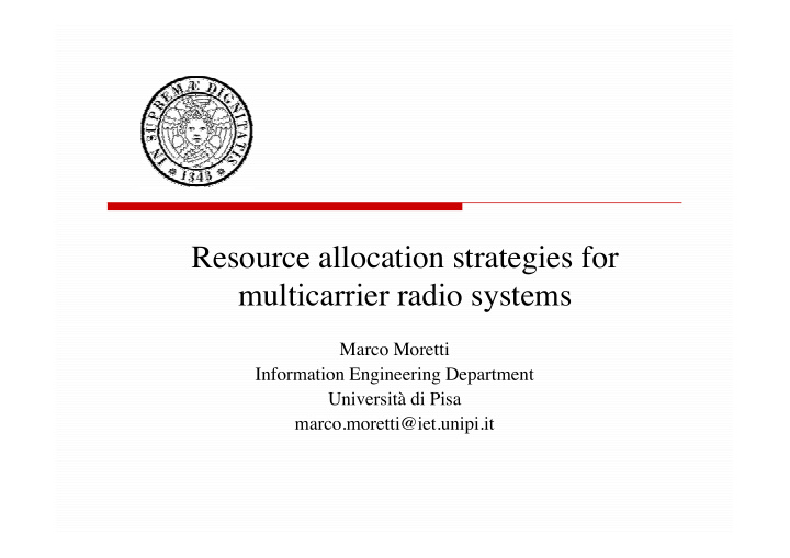 resource allocation strategies for multicarrier radio