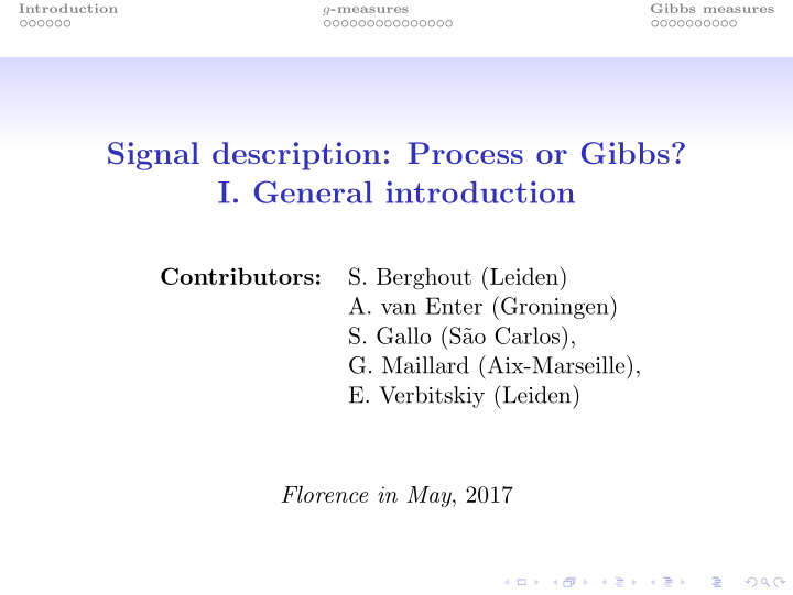 signal description process or gibbs i general introduction