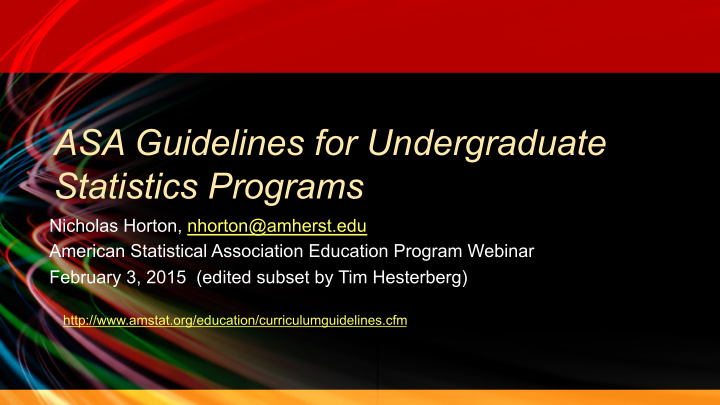 asa guidelines for undergraduate statistics programs