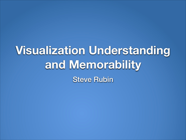 visualization understanding and memorability