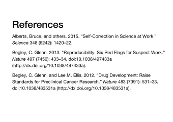 References  Alberts, Bruce, and others. 2015. Self-Correction in Science at Work. Science 348