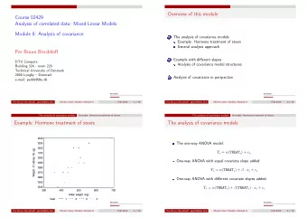 Overview of this module  Course 02429  Analysis of correlated data: Mixed Linear Models  Module 8: