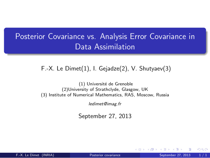 posterior covariance vs analysis error covariance in data