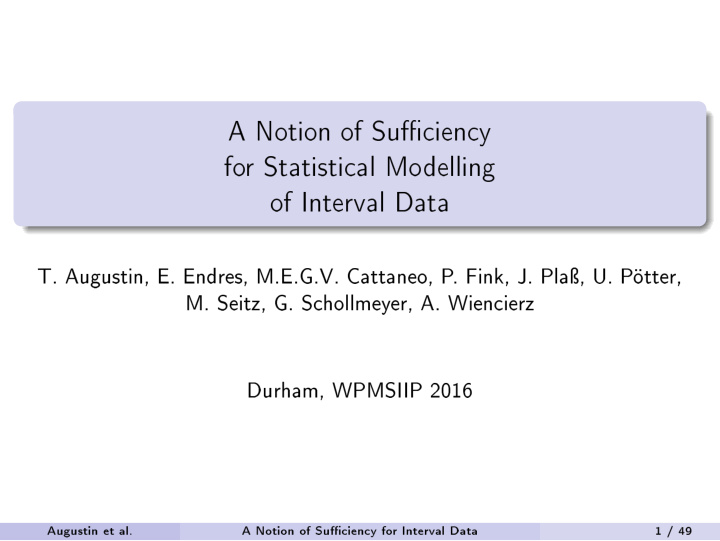 a notion of suffjciency for statistical modelling of