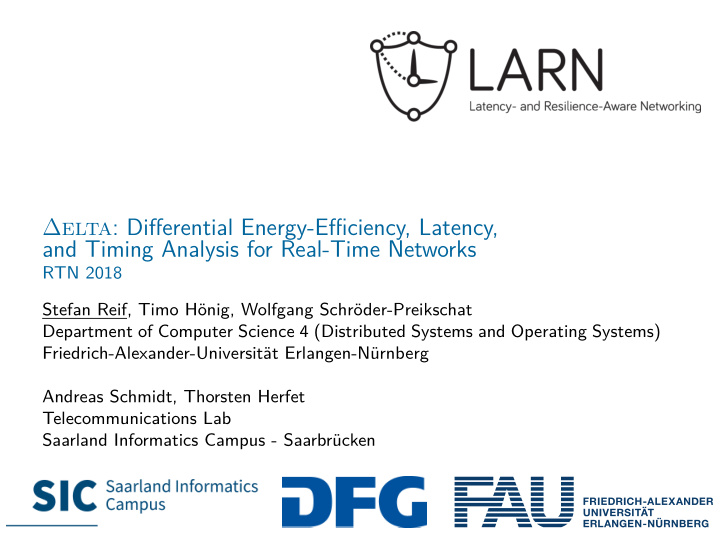 and timing analysis for real time networks