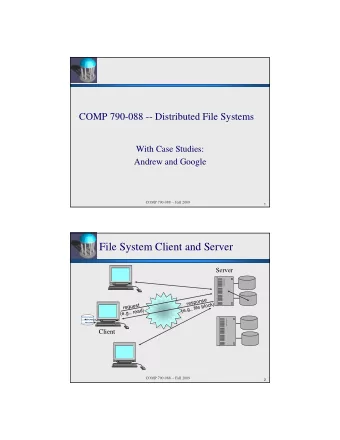File System Client and Server  Server  response  (e.g., file block)  request  (e.g., read)  Client