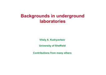 Backgrounds in underground  laboratories  Vitaly A. Kudryavtsev  University of Sheffield