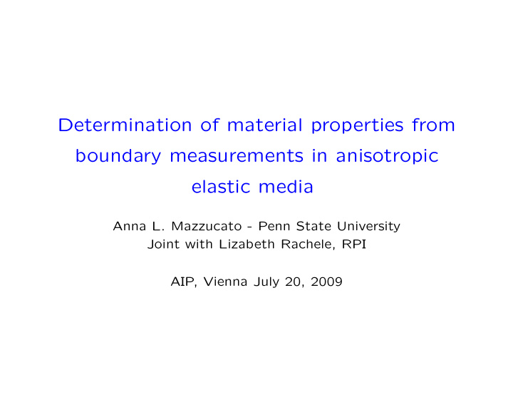 determination of material properties from boundary