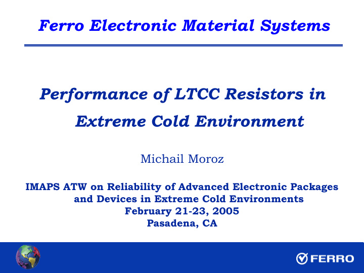 ferro electronic material systems performance of ltcc