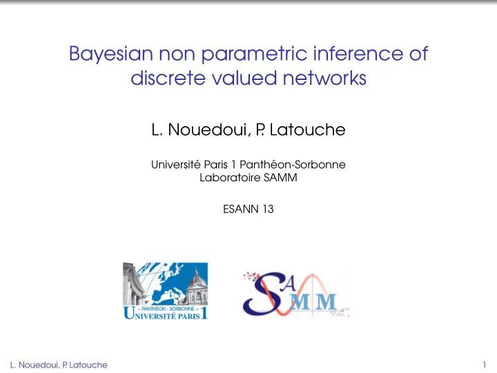 bayesian non parametric inference of discrete valued