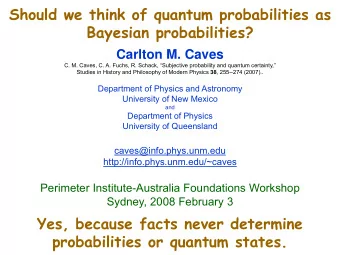 Should we think of quantum probabilities as  Bayesian probabilities?  Carlton M. Caves  C. M.