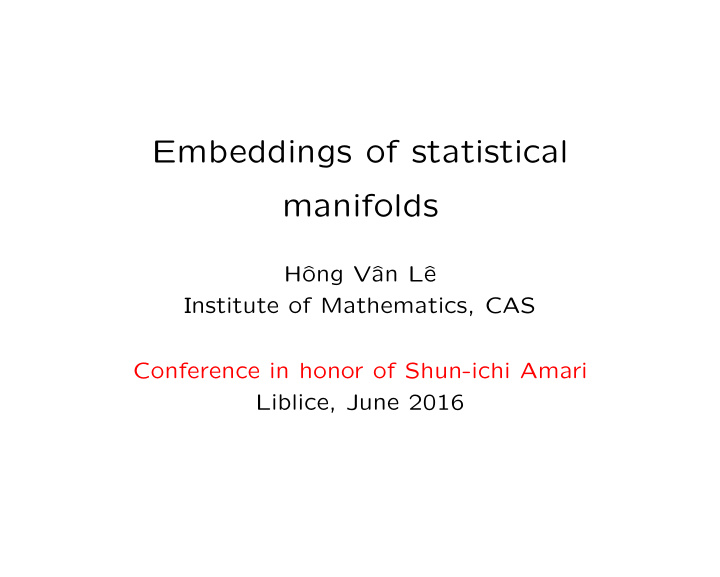 embeddings of statistical manifolds