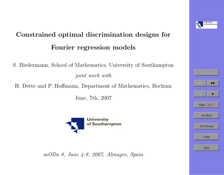 constrained optimal discrimination designs for fourier