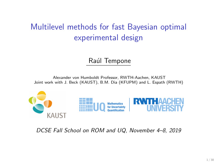 multilevel methods for fast bayesian optimal experimental