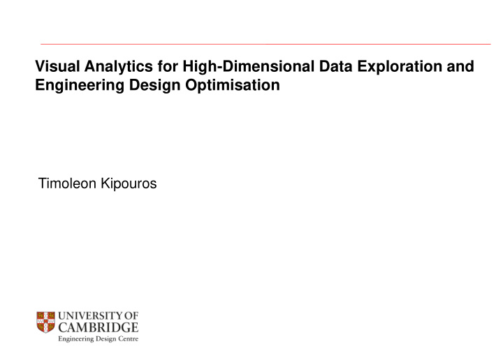 visual analytics for high dimensional data exploration