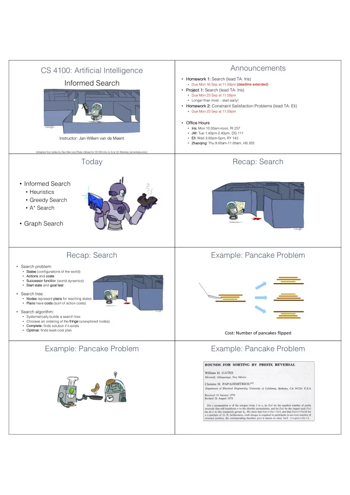 announcements cs 4100 artificial intelligence