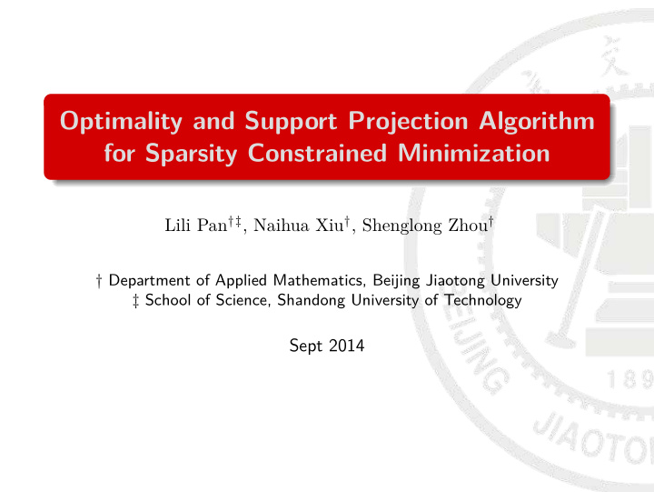 optimality and support projection algorithm for sparsity