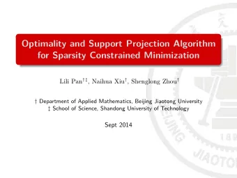 Optimality and Support Projection Algorithm  for Sparsity Constrained Minimization Lili Pan