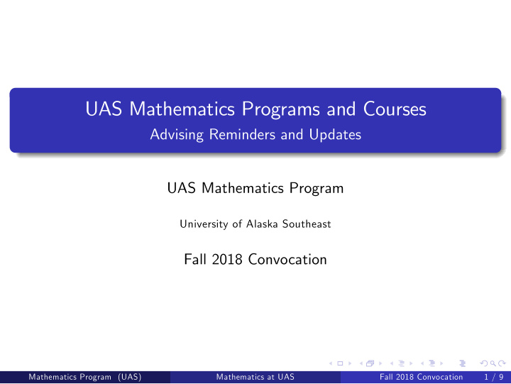 uas mathematics programs and courses