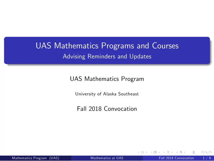 uas mathematics programs and courses
