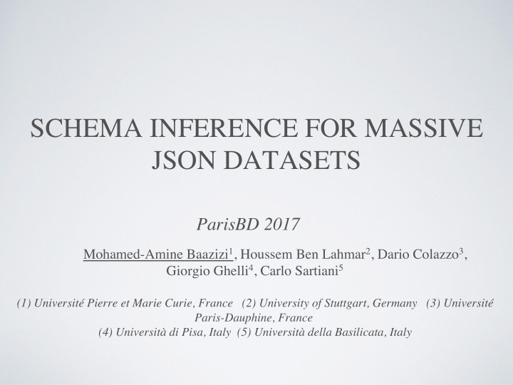 schema inference for massive json datasets