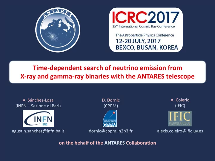x ray and gamma ray binaries with the antares telescope