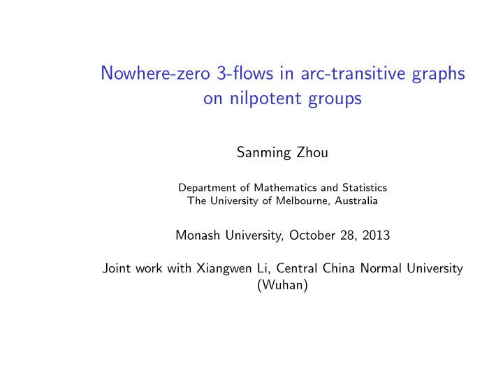 nowhere zero 3 flows in arc transitive graphs on