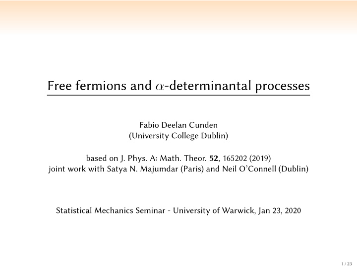 free fermions and determinantal processes