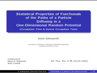 Statistical Properties of Functionals  of the Paths of a Particle  Diffusing in a  One-Dimensional