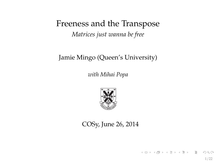 freeness and the transpose