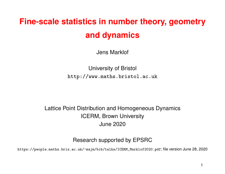 fine scale statistics in number theory geometry and