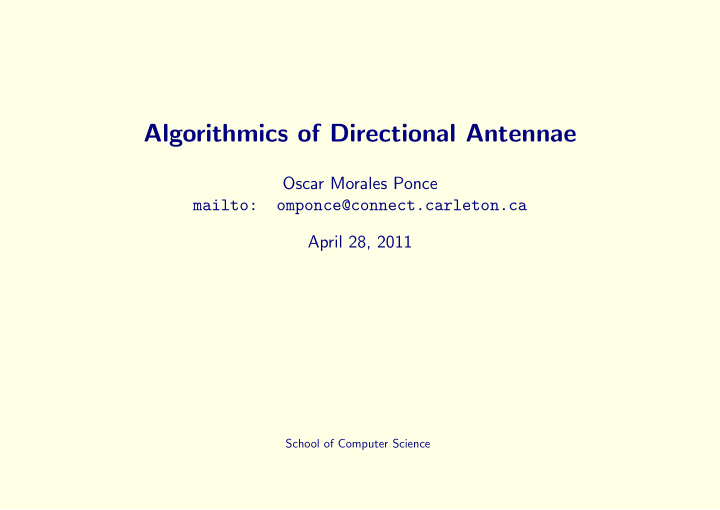 algorithmics of directional antennae