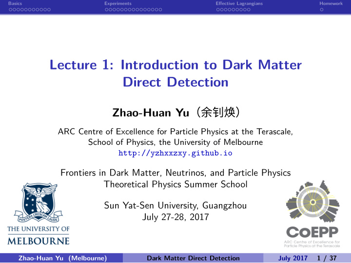 direct detection lecture 1 introduction to dark matter
