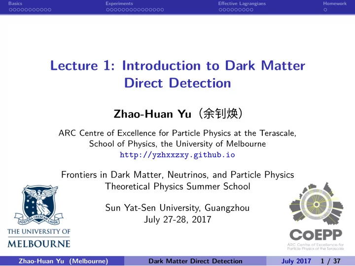 direct detection lecture 1 introduction to dark matter