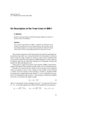 On Description of the Yrast Lines in IBM-1  V. Garistov  Institute of Nuclear Research and Nuclear