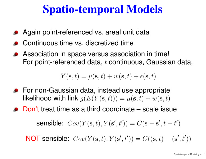 spatio temporal models