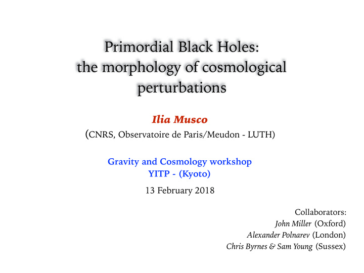 primordial black holes the morphology of cosmological