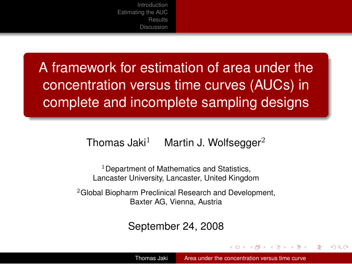 a framework for estimation of area under the