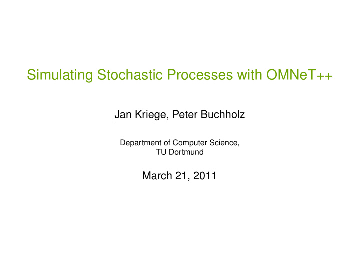 simulating stochastic processes with omnet