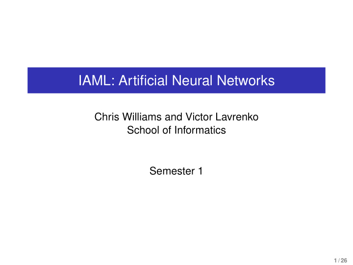 iaml artificial neural networks