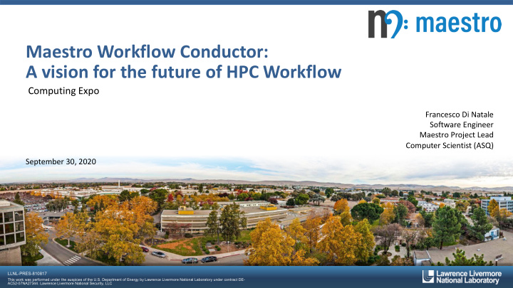 maestro workflow conductor a vision for the future of hpc