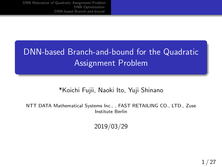 dnn based branch and bound for the quadratic assignment