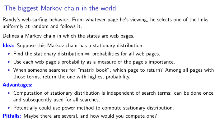 the biggest markov chain in the world
